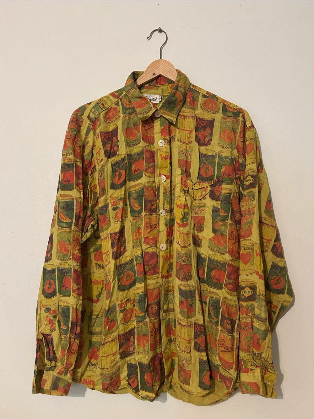 Vintage Men’s Button-Up Shirt Jacket in Olive Multi
